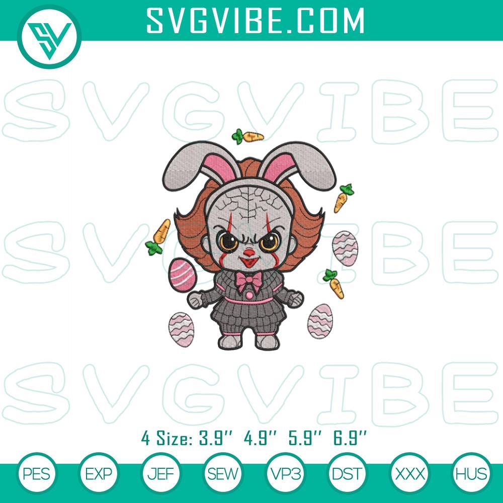 Bunny Pennywise Easter Embroidery Designs Bunny Pennywise Easter Horror Digital Embroidery design, perfect for Halloween lovers.