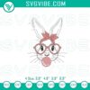 Embroidery file of bunny rabbit wearing bandana, heart glasses, blowing bubblegum. Whimsical design for digital projects.