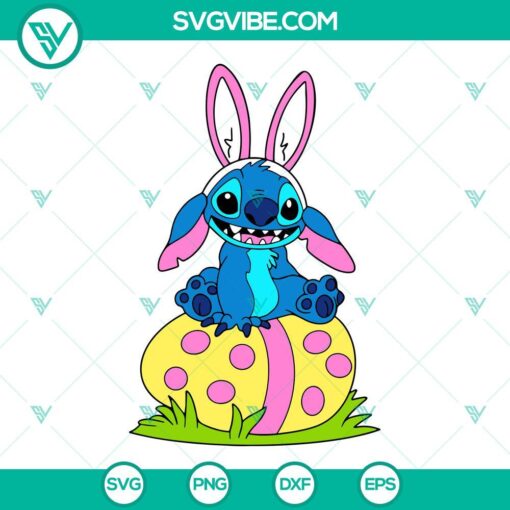 Easter bunny and egg SVG design from Lilo and Stitch holiday collection for download.