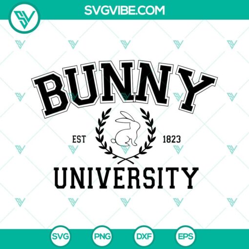 Bunny University SVG Files, Funny Easter SVG design with PNG, DXF, and EPS files for crafting projects.