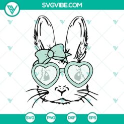 Cute bunny with heart glasses SVG bundle perfect for Easter crafts.