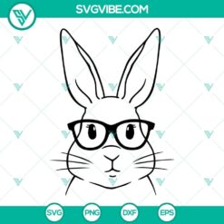 Cute bunny with glasses in SVG format perfect for Easter crafts, with a rabbit and Easter theme, available for download.