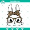 Easter bunny SVG file featuring a cute bunny wearing a leopard bandana and glasses. Perfect for spring and Easter crafts.