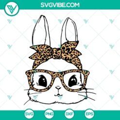Easter bunny SVG file featuring a cute bunny wearing a leopard bandana and glasses. Perfect for spring and Easter crafts.