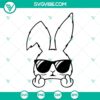 Funny Easter bunny wearing sunglasses SVG file for download, cute bunny with glasses design for Easter crafts and projects.