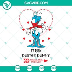 Buster Bunny and Babsy Bunny SVG file for Tiny Toon love Valentine theme, ideal for digital crafting projects.