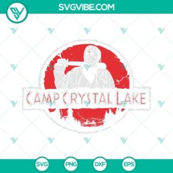 Camp Crystal Lake and Jason Voorhees horror Halloween SVG files for digital designs.