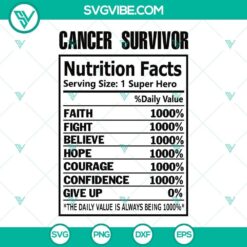 Cancer Survivor SVG, Nutrition Facts & Breast Cancer Files with vibrant design elements. Ideal for crafting projects.