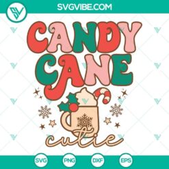 Candy Cane Cutie SVG design for Christmas crafts, featuring candy cane and cute elements. Includes PNG, DXF, and EPS cut files.