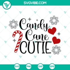 Cute Candy Cane SVG design for kids Christmas crafts. Candy Cane Cutie SVG download file.