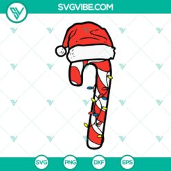 Candy Cane Santa Hat and Christmas Lights SVG design for download in PNG, EPS, and DXF formats. Bright festive holiday graphics.