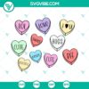 Valentines Day funny conversation hearts SVG file for download, featuring candy heart designs.