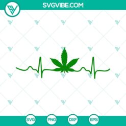 Cannabis heartbeat SVG with medical marijuana leaf design, available for download in PNG format.