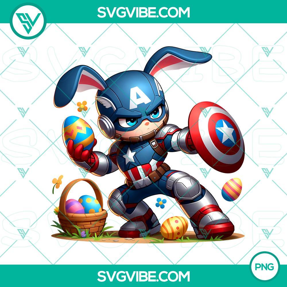 Captain America Chibi Easter Bunny PNG Images, Marvel Character Happy Easter Eggs PNG File Captain America Chibi Easter Bunny and Marvel Character themed Happy Easter Eggs PNG file, perfect for Easter designs.