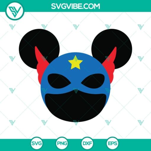 Captain America themed mouse ears cut file bundle in SVG, PNG, DXF, and EPS formats for crafting projects.