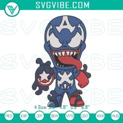 Captain America superhero Venom machine embroidery designs for Halloween, intricate detailed file.