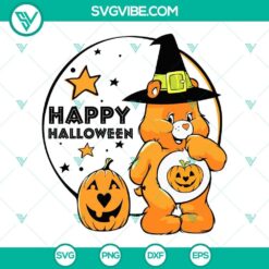 Care Bears Happy Halloween SVG design with bear pumpkin, perfect for Halloween crafting. Instant download file.