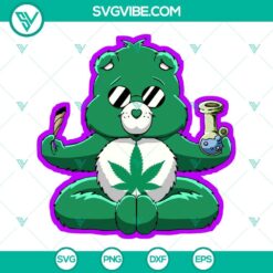 Funny Care Bears weed SVG images featuring a Care Bear with a joint and bong, perfect for cannabis enthusiasts.