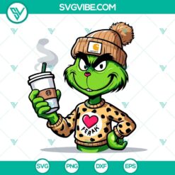 Carhartt Grinch Coffee, Bougie Grinch Starbucks Cup SVG and PNG Files for holiday craft projects.