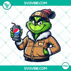 Carhartt Grinch holding a Pepsi bottle in PNG format, perfect for download.