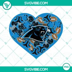 Carolina Panthers heart Valentine PNG file designs with team logo, perfect for sports fans on Valentine's day.