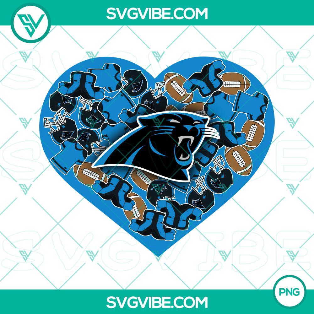 Carolina Panthers Heart Valentine PNG File File Designs Carolina Panthers heart Valentine PNG file designs with team logo, perfect for sports fans on Valentine's day.