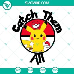 Pokemon Pikachu and Pokeball SVG bundle with high-quality PNG, DXF, and EPS file formats for crafting and designing projects.