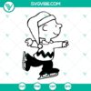 Charlie Brown ice skating SVG files with Peanuts winter holiday graphics for download. Great for holiday crafts and projects.