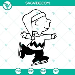 Charlie Brown ice skating SVG files with Peanuts winter holiday graphics for download. Great for holiday crafts and projects.
