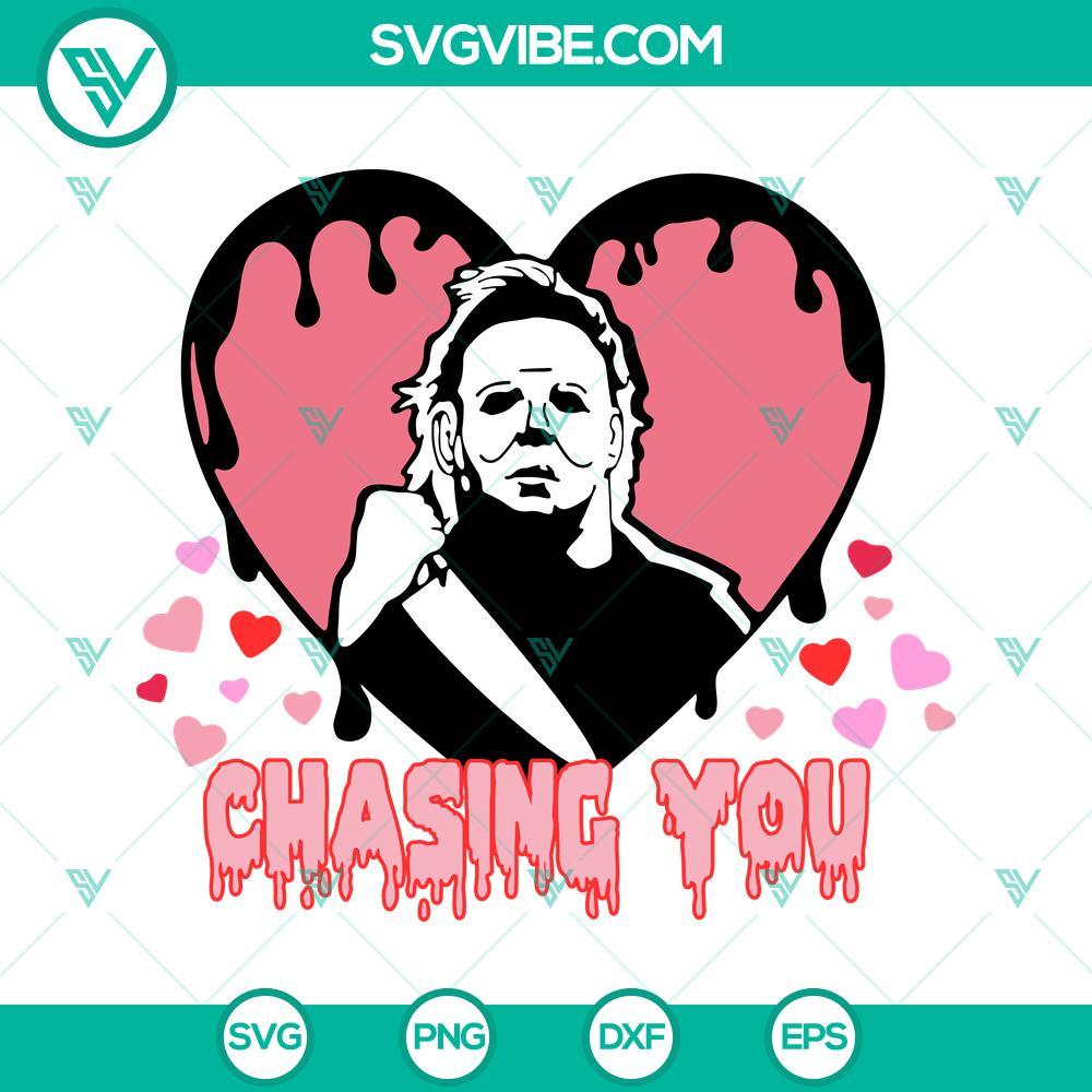 chasing-you-michael-myers-valentines-svg-horror-valentine-s-day-svg-png-dxf-eps-cut-files-7-mockup.jpg Michael Myers themed Valentine's Day SVG file perfect for horror fans, featuring "Chasing You" text and a creepy design. Great for crafting.