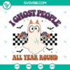 Checkerboard Bluey Halloween SVG File with ghost design, perfect for spooky projects.