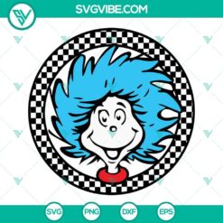 Checkered Dr Seuss SVG for Read Across America. Dr Seuss Day download with colorful design, great for educational projects.