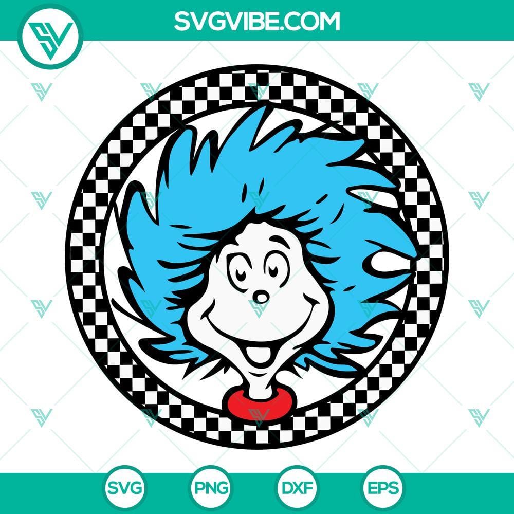 Checkered Dr Seuss SVG, Read Across America SVG, Dr Seuss Day SVG PNG DXF EPS Checkered Dr Seuss SVG for Read Across America. Dr Seuss Day download with colorful design, great for educational projects.