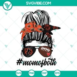 Cheer and Football Mom SVG with Black and Orange Team Colors for sports fans and mothers, digital design file.