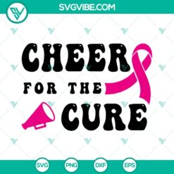 Cheer For The Cure Breast Cancer Awareness SVG with cheerleading design, ideal for crafts and apparel.