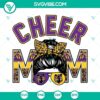 Purple and yellow gold Cheer Mom SVG files with leopard print design for download. Ideal for proud cheer moms.