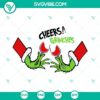 Grinch hand holding wine glass SVG file, ideal for holiday crafts and decor. Cheers Grinches design in PNG, EPS, and DXF formats.
