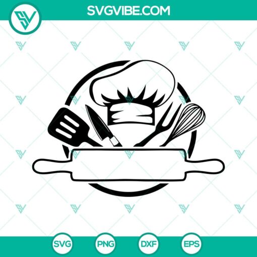 Chef Monogram SVG image with files for Chef logo in kitchen split design.