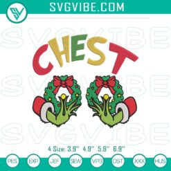 Chest Grinch Hand Christmas Embroidery File featuring festive Grinch holiday pattern for digital download.