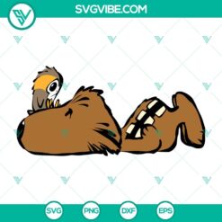 Chewbacca and Porg SVG featuring Star Wars characters Chewie and Snoopy in a charming design. Downloadable Star War themed SVG files.
