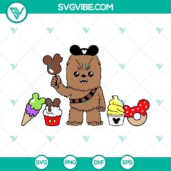 Chewbacca Disney Snacks SVG Image with Star Wars Disney World theme, perfect for family projects. Download now!
