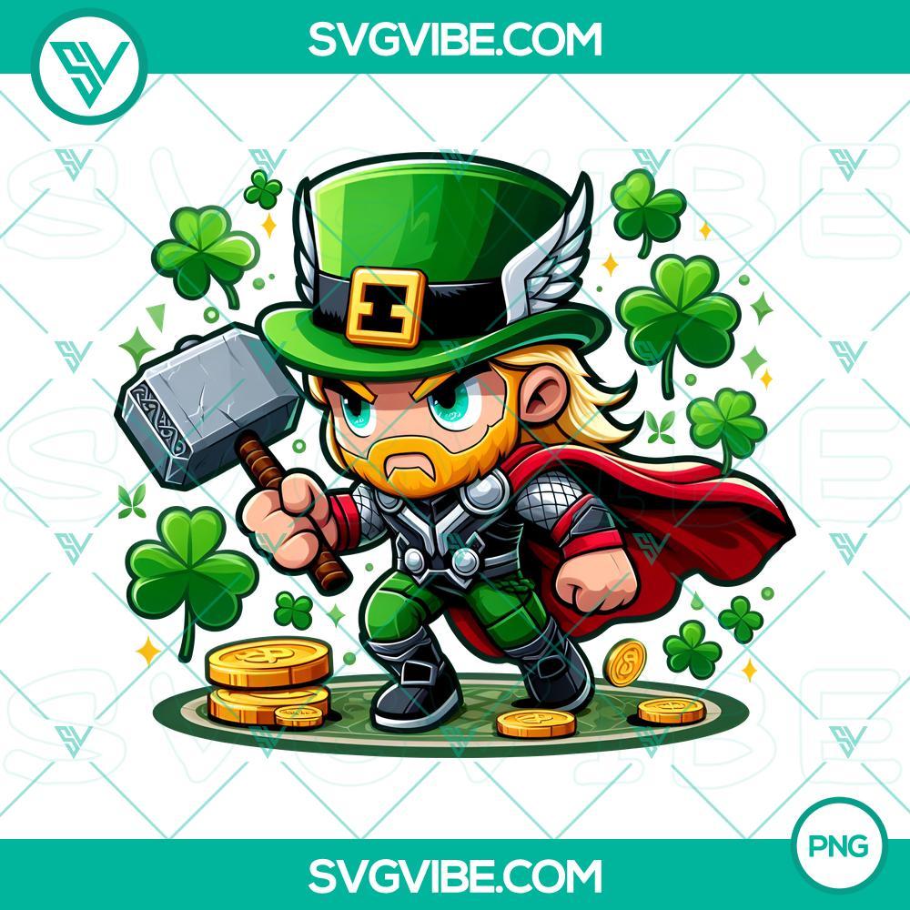 Chibi Baby Thor Marvel St Patrick Day PNG Image, Thor Shamrock 4 Leaf Clover PNG Download Chibi Baby Thor Marvel St Patrick's Day PNG featuring Thor with Shamrock 4 Leaf Clover, ideal for PNG download.