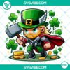 Chibi Baby Thor Marvel St Patrick's Day PNG with Thor, Shamrock, and 4 Leaf Clover design for digital use.