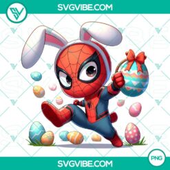 Chibi Spider Man Easter Bunny and Hero Easter PNG images with Happy Easter Eggs, perfect for seasonal designs and digital projects.