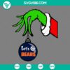 Chicago Bears Grinch hand holding ornament SVG file, Chicago Bears Christmas design, great for crafting projects.