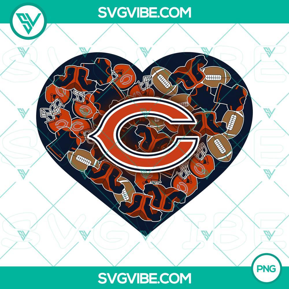 Chicago Bears Heart Valentine PNG Download File Designs Chicago Bears themed heart Valentine designs in PNG format for download. Perfect for football fans and Valentine's Day.