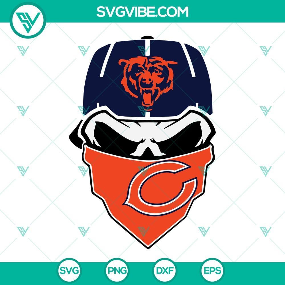 Chicago Bears Skull SVG, Chicago Bears Logo SVG, Chicago Bears SVG PNG DXF EPS Chicago Bears Skull SVG: Logo download featuring a unique Chicago Bears skull design. Ideal for fans & merchandise.