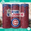 Chicago Cubs Dunkie Junkie Glitter 20oz Tumbler Wrap PNG File - Cubs logo design with glitter accents on a tumbler wrap template.