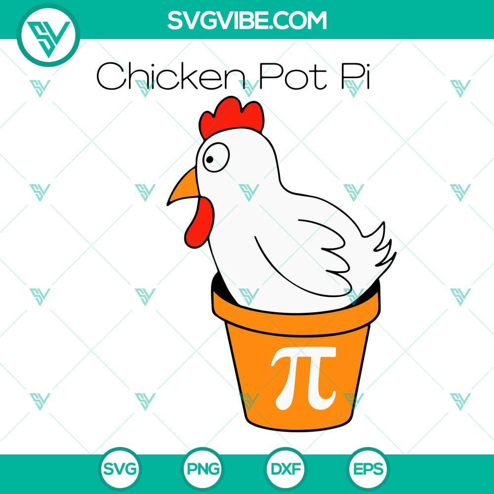 Chicken Pot Pi SVG, Math Humor SVG, Funny Pi Day SVG PNG DXF EPS Digital File Chicken Pot Pi SVG Image with Math Humor for Pi Day celebration. Funny SVG download in PNG, DXF, EPS formats.