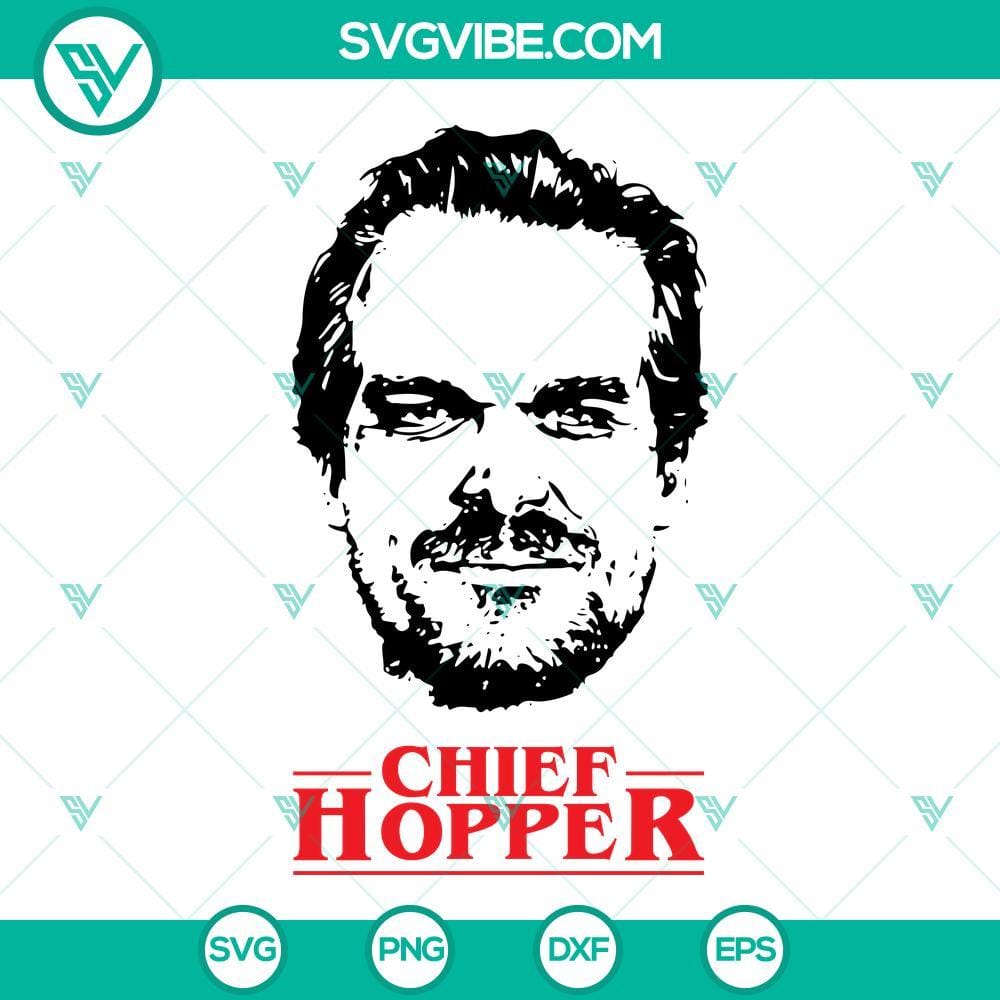 Chief Hopper Stranger Things SVG PNG DXF EPS Cricut Chief Hopper Stranger Things SVG design for Cricut, in PNG, DXF, and EPS formats. High quality digital product for crafting.